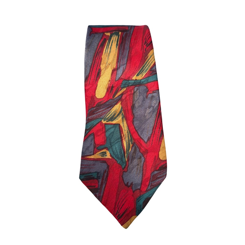 Vintage Oleg Cassini Necktie Abstract Painterly Bold Artistic Retro Statement